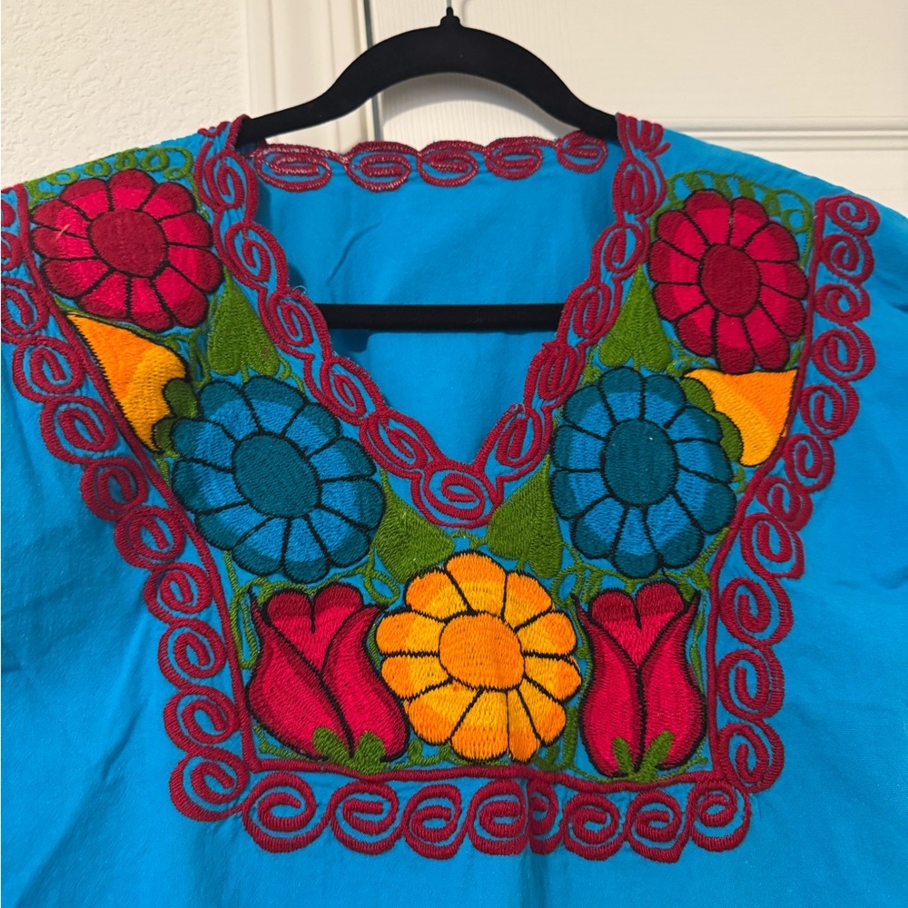 Embroidered Floral Blue Top